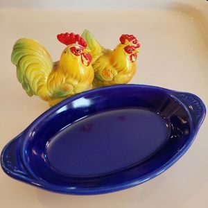 Vintage USA Ceramic Cobalt Blue Small Gratin Dish